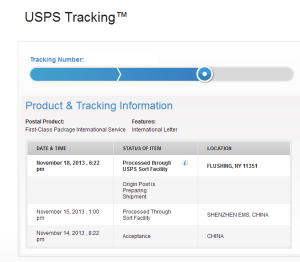does usps firstclass mail has tracking to hong kong